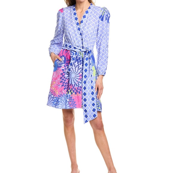Celina Moon Viscose Wrap Dress XL – Bright Geometric Floral Print. - Picture 1 of 4